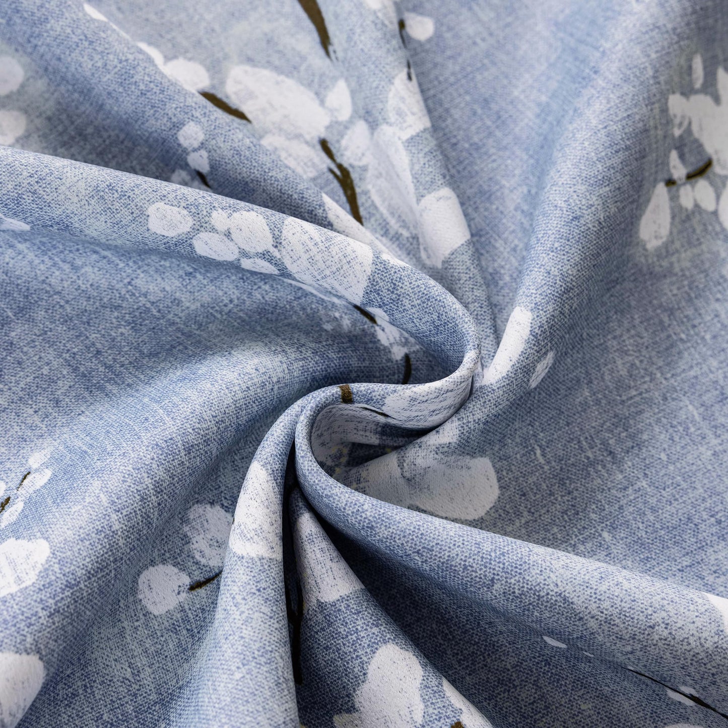 FMFUNCTEX 100% Blackout Floral Curtains for Bedroom, Blue Curtains 84 inches Long Blossom Flower Patterned for Living Room,Thermal Insulated Farmhouse Drapes, Grommet Top 2 Panels (White on Blue)
