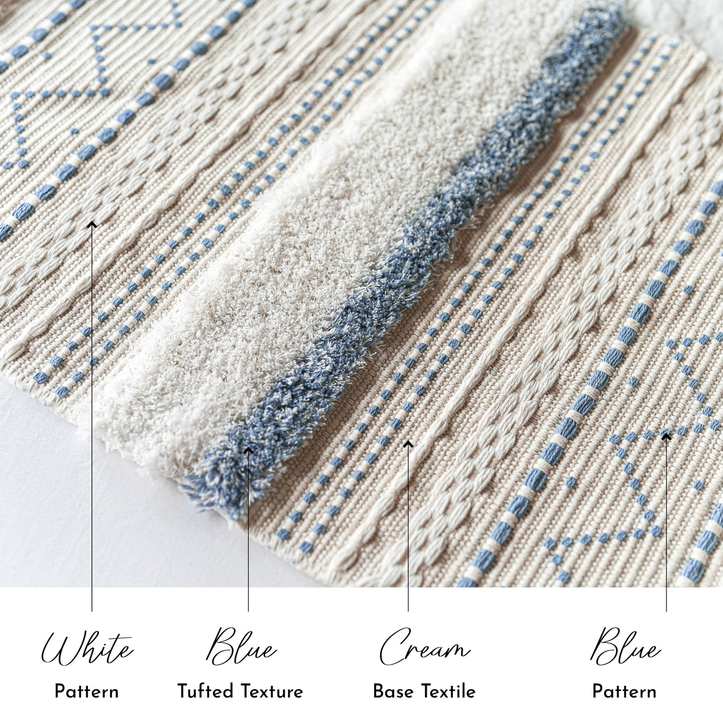 BlissBlush Long Vertical Wall Hanging Tapestry Coastal Blue Woven Boho Farmhouse Décor Tassel Handmade Wall Art Decoration for Bedroom Living Room Dorm Nursery Apartment, 16x39 INCH