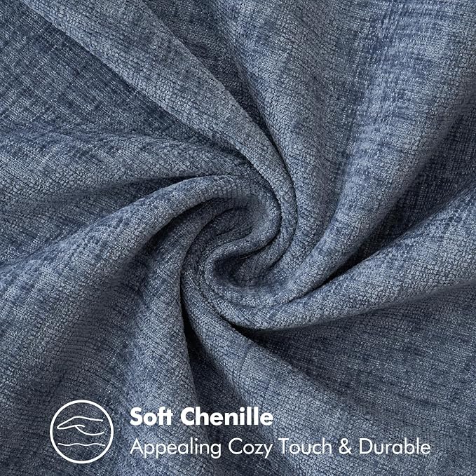 MIULEE Pack of 2 Couch Throw Pillow Covers 20x20 Inch Dark Grey Blue Farmhouse Decorative Pillow Covers with Stitched Edge Soft Chenille Solid Dyed Pillow Covers for Sofa Bed Living Room
