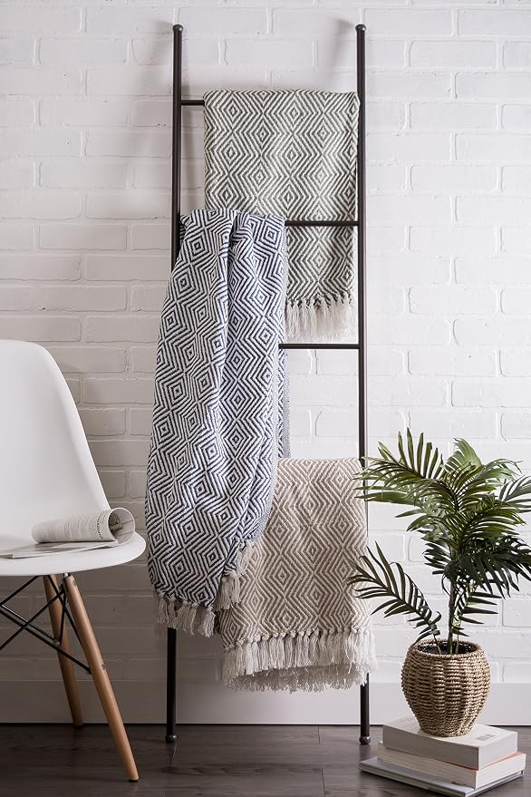 DII Diamond Throw Collection Woven Cotton, 50x60, French Blue (Pack of 3)