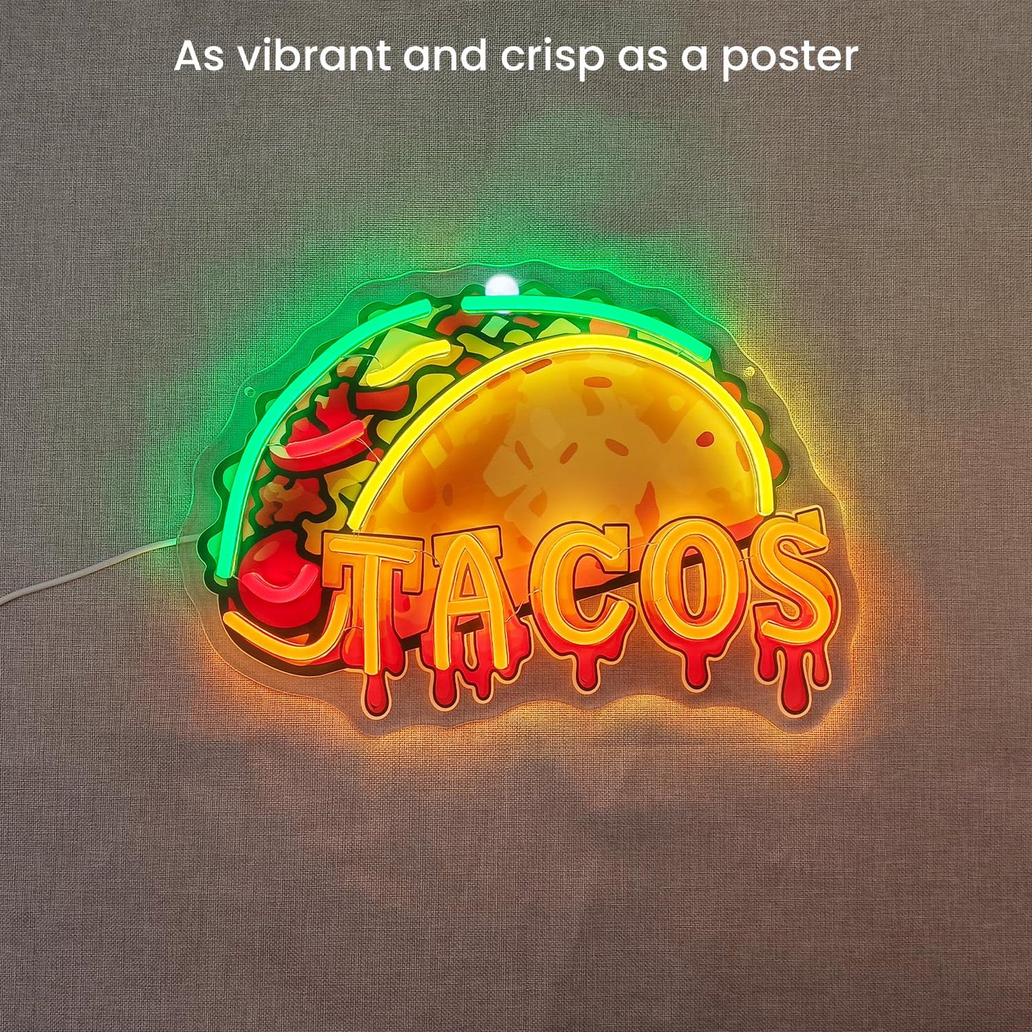 Tacos Neon Sign, LED Taco Signs Mexican Burritos Light Up Sign for Mexican Restaurant Taco Bar Pub Kitchen Fast Food Truck Shop Wall Window Decor, USB Powered with Dimmer