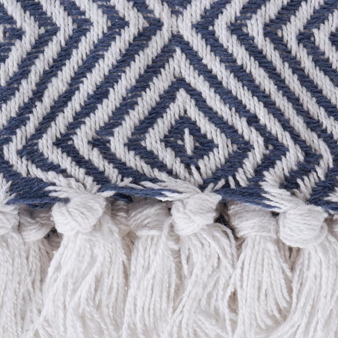 DII Diamond Throw Collection Woven Cotton, 50x60, French Blue (Pack of 3)