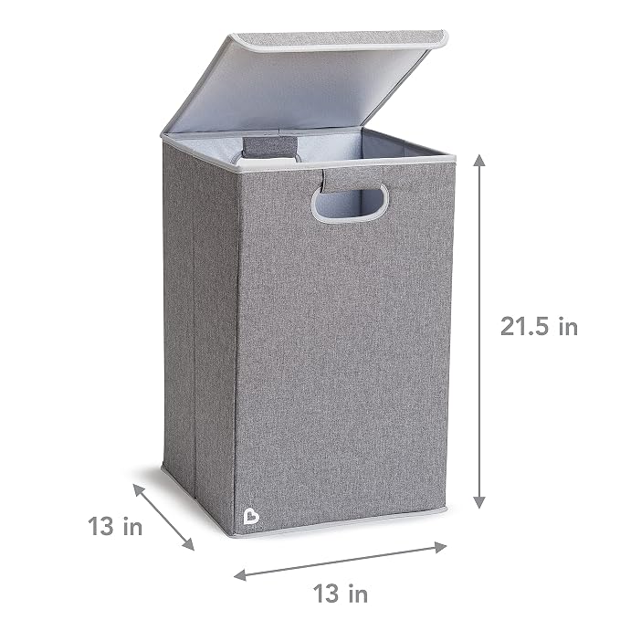 Munchkin Laundry Hamper for Baby and Kids, Collapsible Nursery Organizer with Lid, Grey