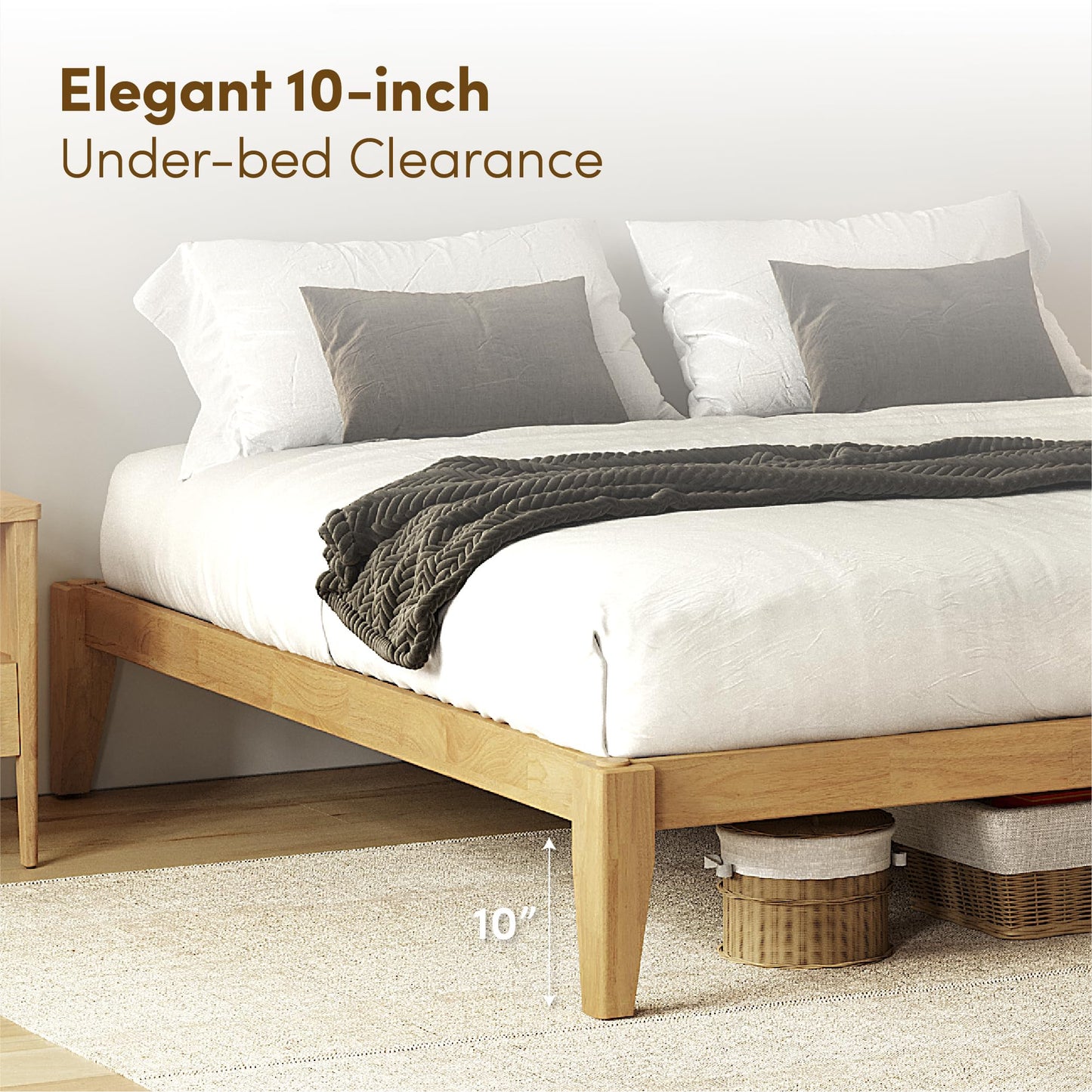 AllForWood Thor Premium Solid Wood Bed Frame Full, Japanese Joinery Bed Frame with Wood Slat Support, Platform Bed, No Box Spring Needed, Easy Assembly, Minimalist & Modern Style (Light Oak)