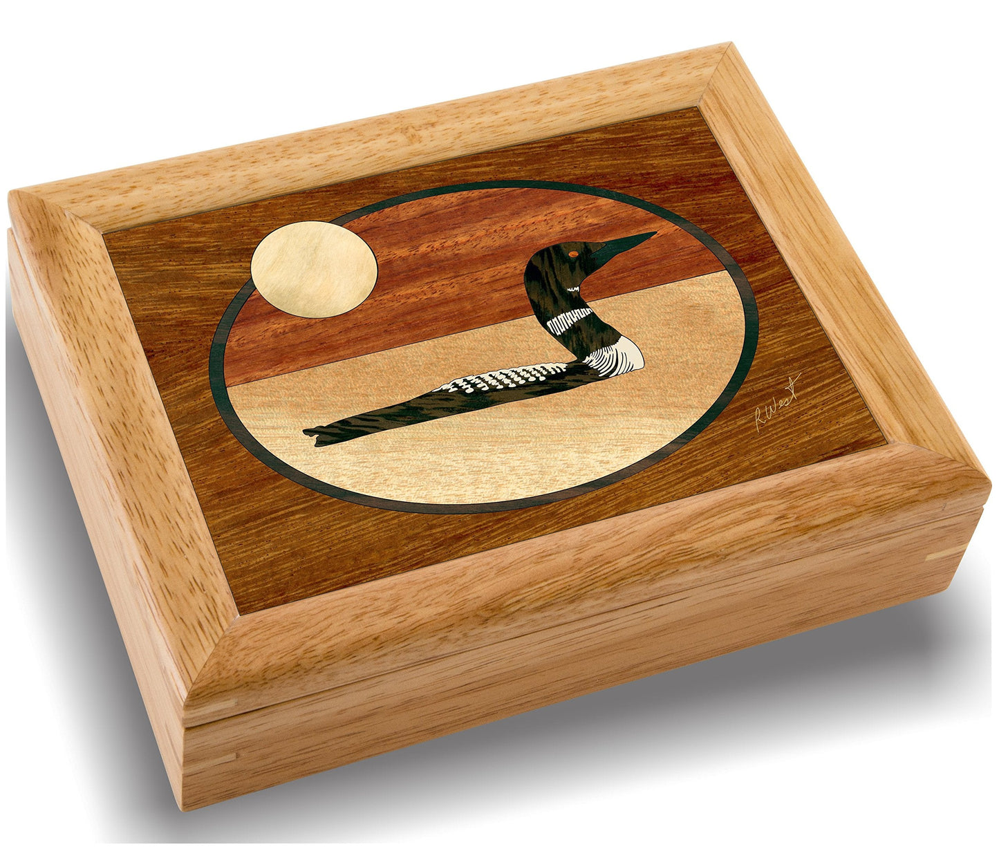 MarqArt Wood Art Loon Box - Handmade in USA - Unmatched Quality - Unique, No Two are the Same - Original Work of Wood Art. A Bird Gift, Ring, Trinket or Jewelry Box (#2143 The Loon 6x8x2)