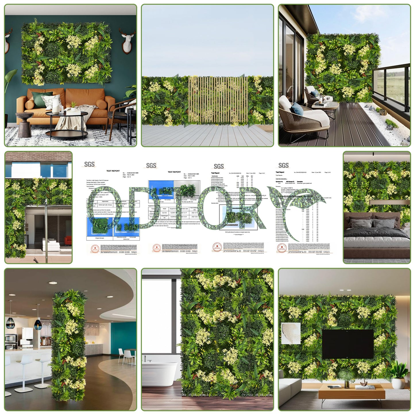 ODTORY Artificial 3D Plant Wall Panels: 60"x20" UV-Anti Faux Grass Wall Backdrop Boxwood Ivy Fence Privacy Screen Fake Greenery Leaf Hedge for Outdoor,Indoor,Garden,Backyard and Home Decor