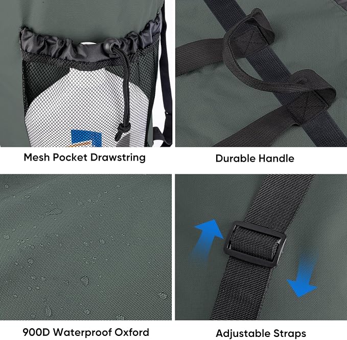 BALEINE 150L Laundry Bag Backpack, 900D Oxford Fabric Large Travel Laundry Bags with Shoulder Straps and 2 Mesh Pockets for College Dorm, Apartment, Laundromat (Dark Grey, 150L)