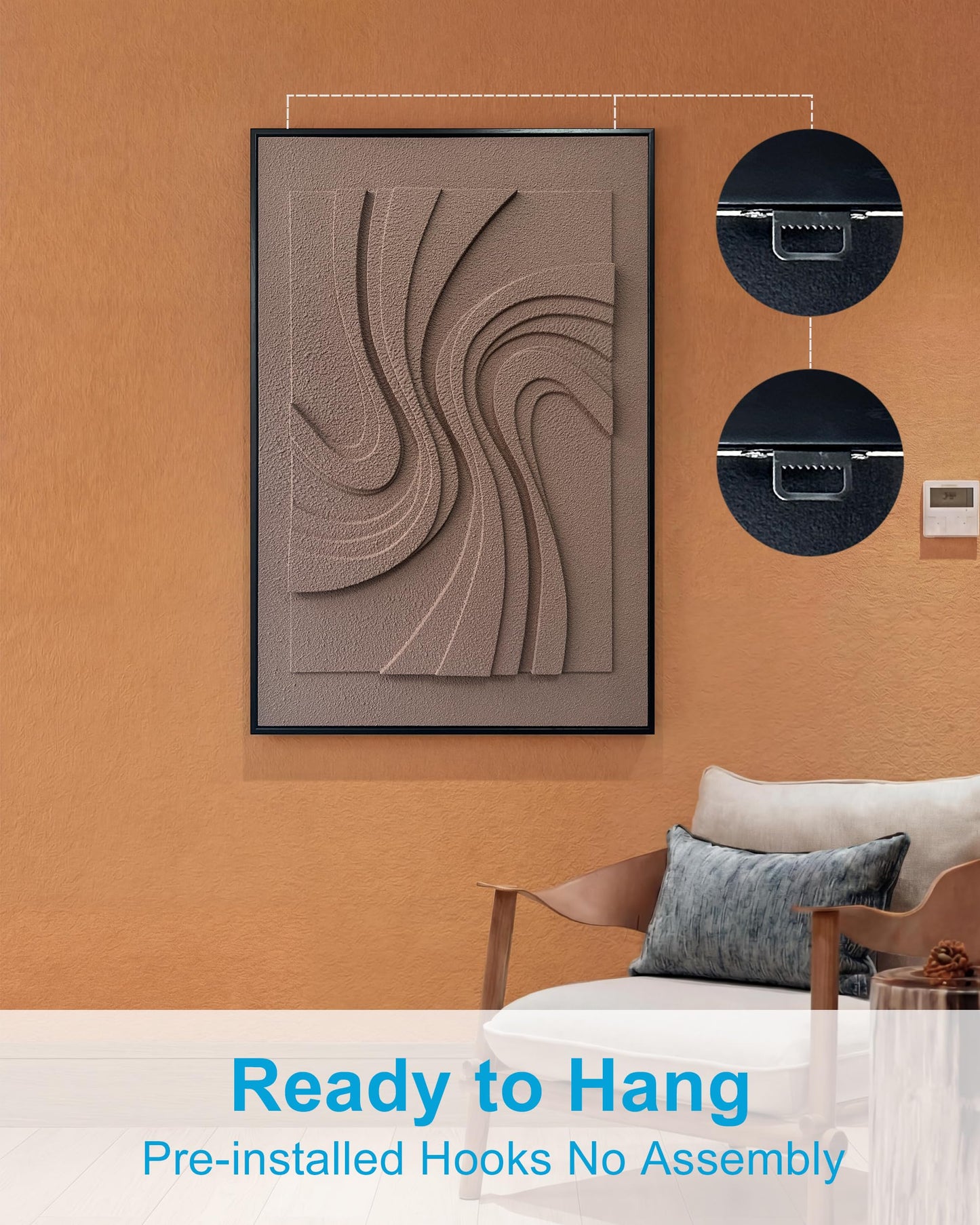 MIX3D Wall Art 3D Textured Sandstone, 24x36 Inch Framed Handcrafted Artwork, Ready to Hang for Living Room Bedroom Office