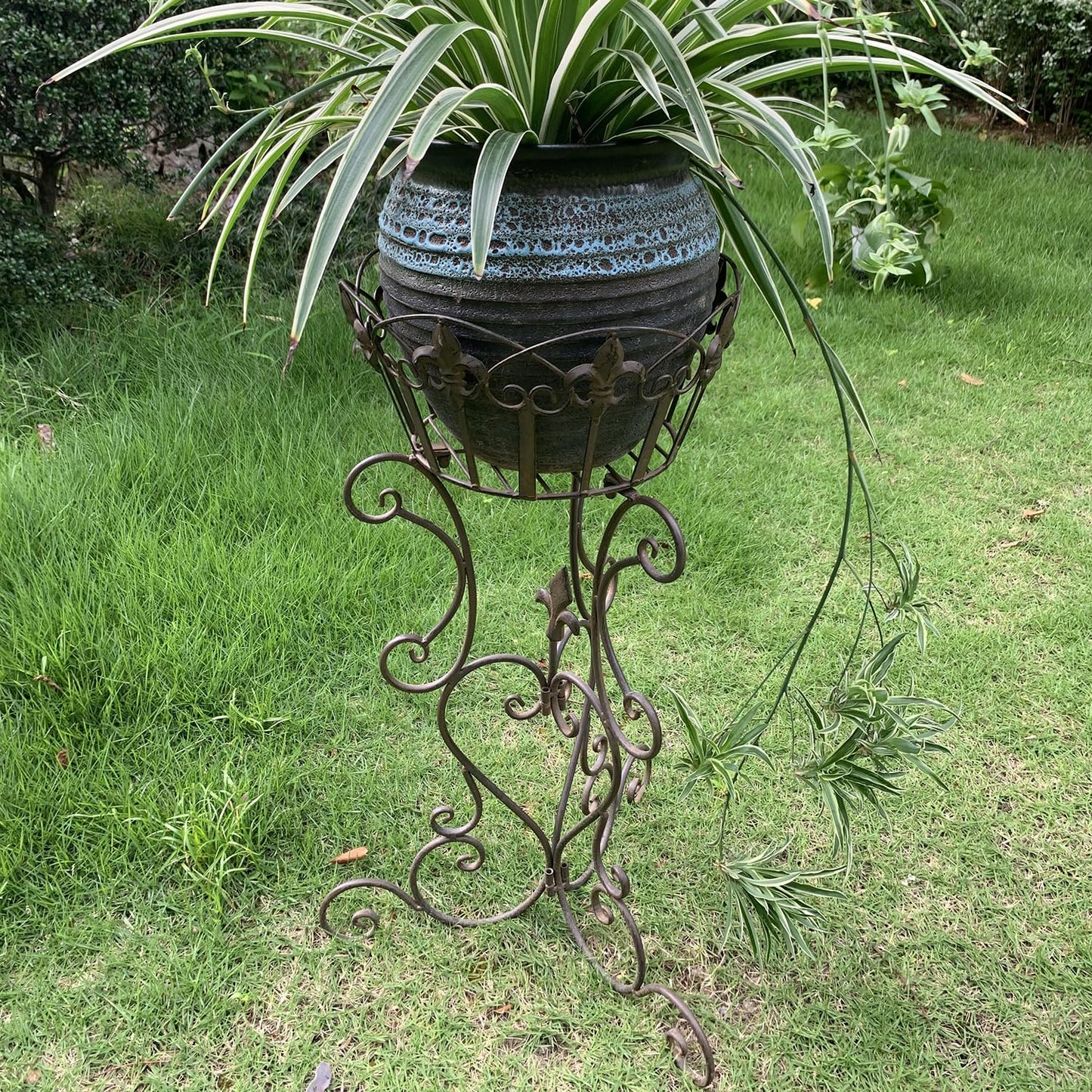 TICKCACY 2 Pack Metal Tall Plant Stands, 25 Inch Wrought Iron Plant Stand, Heavy Duty Pot Stand Pedestal Holders, Unique Decorative Potted Planter Display Rack for Indoor Outdoor Garden Patio Lawn