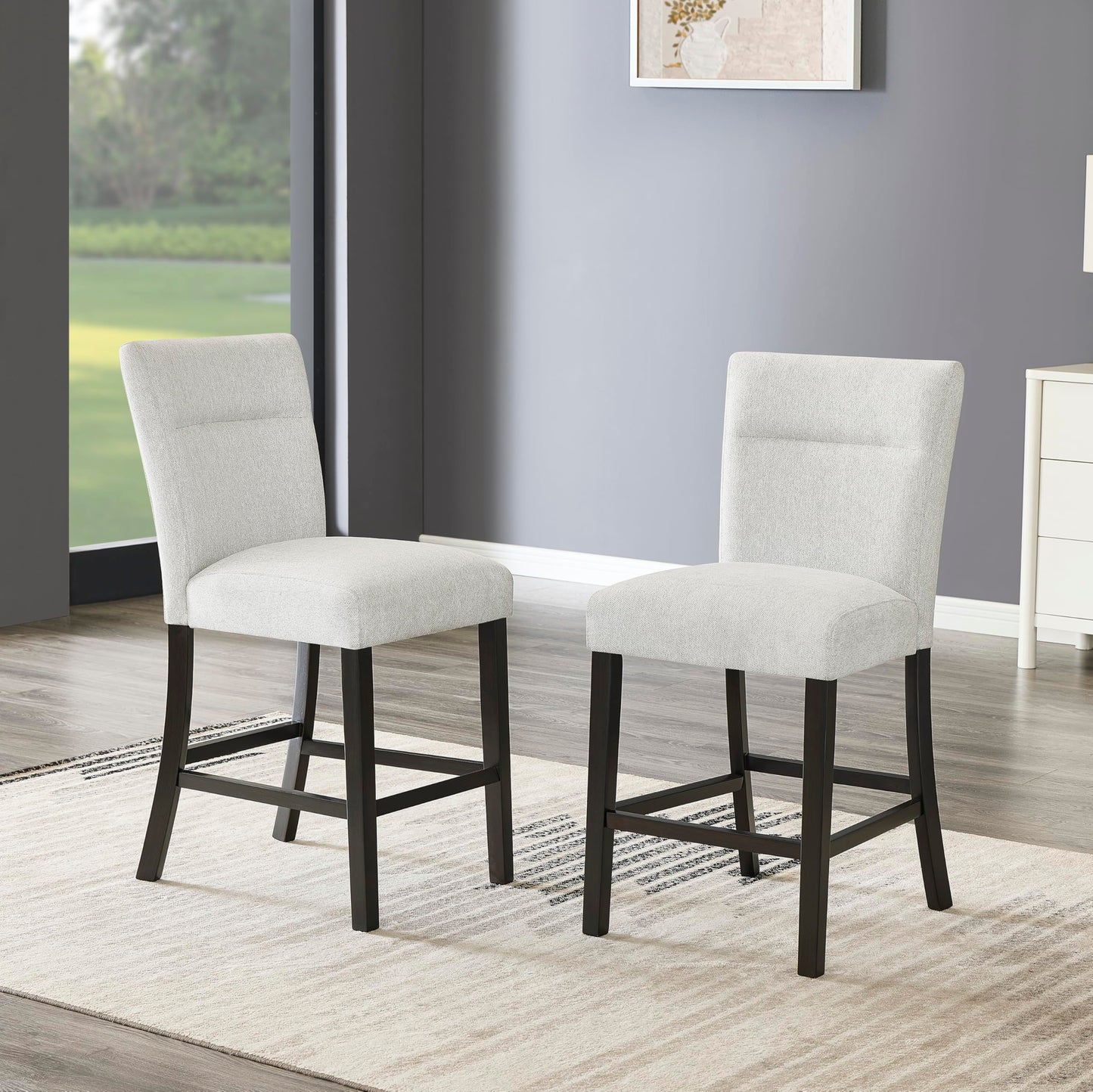 Roundhill Furniture Cavira Modern Faux Marble Counter Height Dining Table with 4 Stools