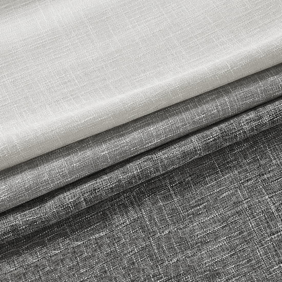 Central Park Ombre Window Curtain Panel Linen Gradient Print on Rayon Blend Fabric Drapery Treatments for Living Room/Bedroom, Cream White to Gray, 40" x 84", Set of 2
