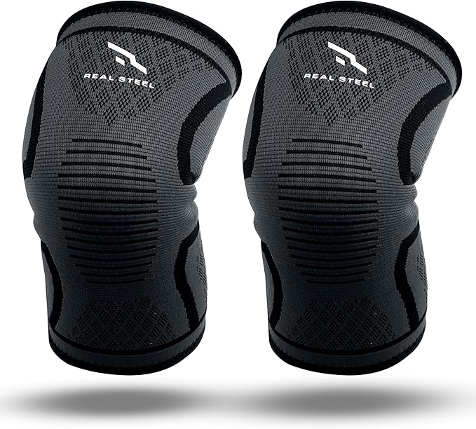 Real Steel Compression Knee Brace for Women & Men 1-Pair Knee Brace for Running Knee Pain, Knee Support Compression Sleeve