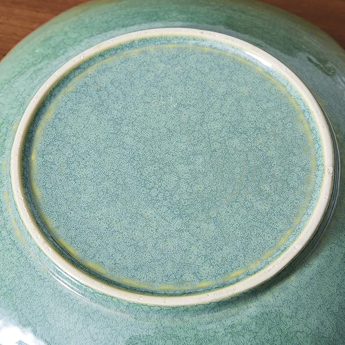 Large Ceramic Decorative Bowl, 12" Green Reactive Glaze Centerpiece Bowl, Modern Coffee Table Decor, Entryway Catchall Key Bowl, Decorative Fruit Bowl for Dining Table Living Room (12'')