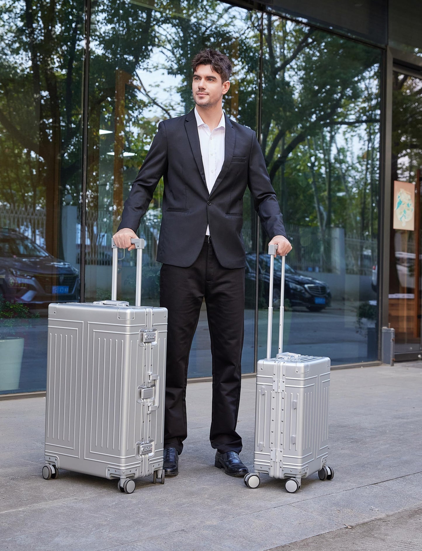 KANGSHILU All Aluminum Magnesium Luggage 28inch，Cut from Whole Aluminum Sheet（3rd Generation，Premium Magnesium Metal zipperless suitcase ） (silvery, 28inch)
