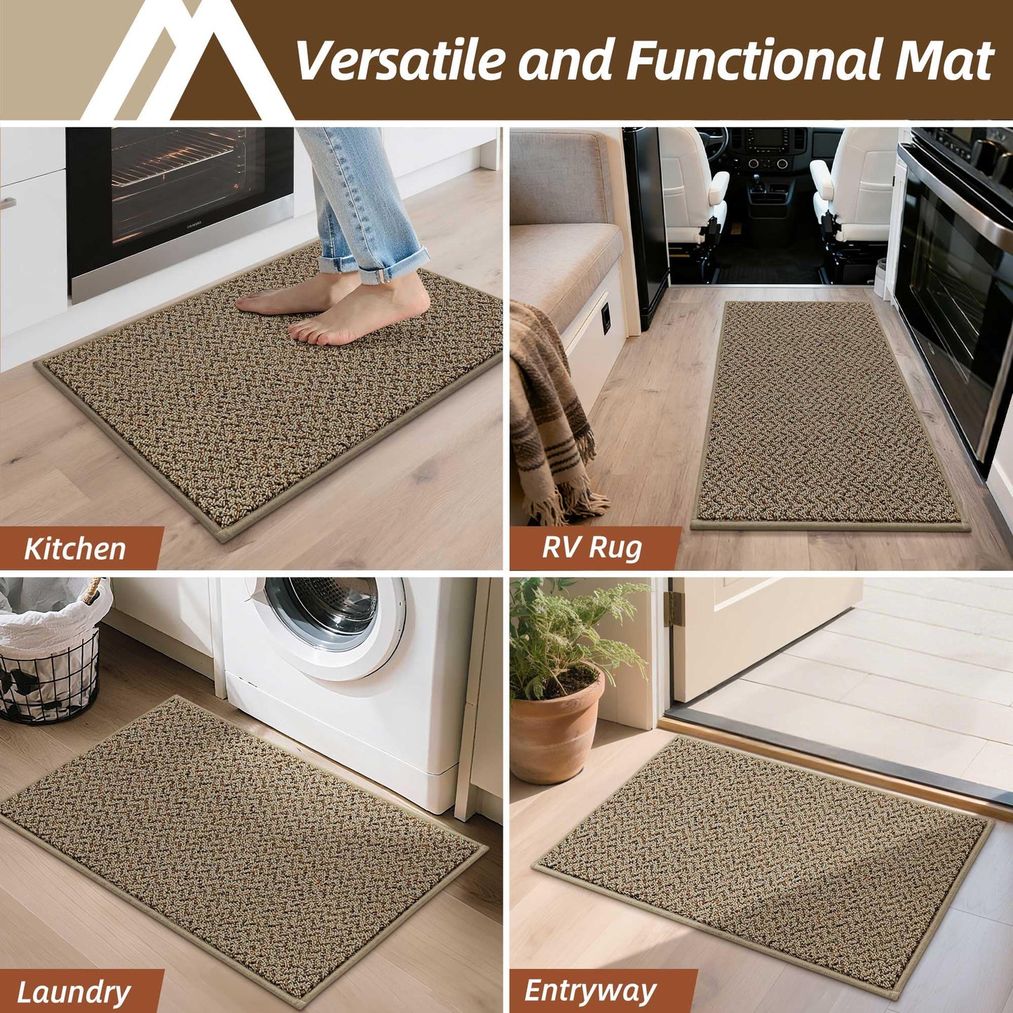 COSY HOMEER Door Mat 17" x 30" Non Slip Absorbent Entryway Rugs Dirt Trapper Doormats Washable Entrance Mats Low Pile Welcome Floor Mat for Front Back Door and Entry Mats,Taupe(Roll Packing)