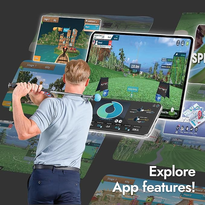 PHIGOLF Home Golf Game Simulator: Enjoy Interactive Golf with Motion Sensor & Swing Stick for Indoor & Outdoor Fun ??38,000+ Courses Worldwide, Compatible with Android, iOS, APP & E6 Connect