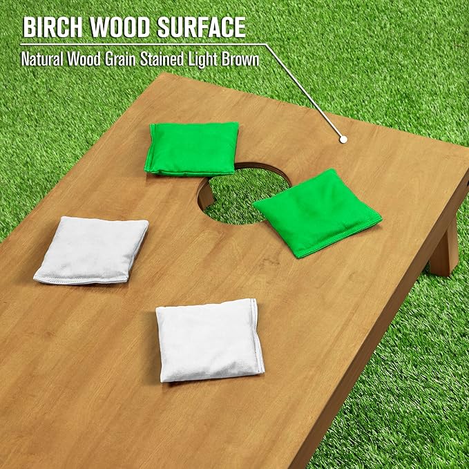 GoSports 4 ft x 2 ft Regulation Size Wooden Cornhole Boards Set - Includes Carrying Case - Full Regulation Size Bean Bag Toss Boards