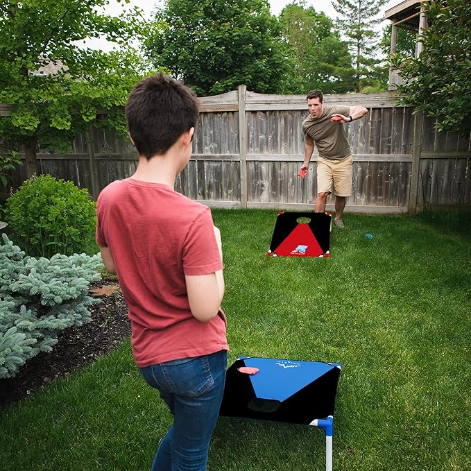 Himal Portable PVC Framed Cornhole Game Set with 8 Bean Bags and Carrying Bag (Blue-Red,3 x 2-feet)