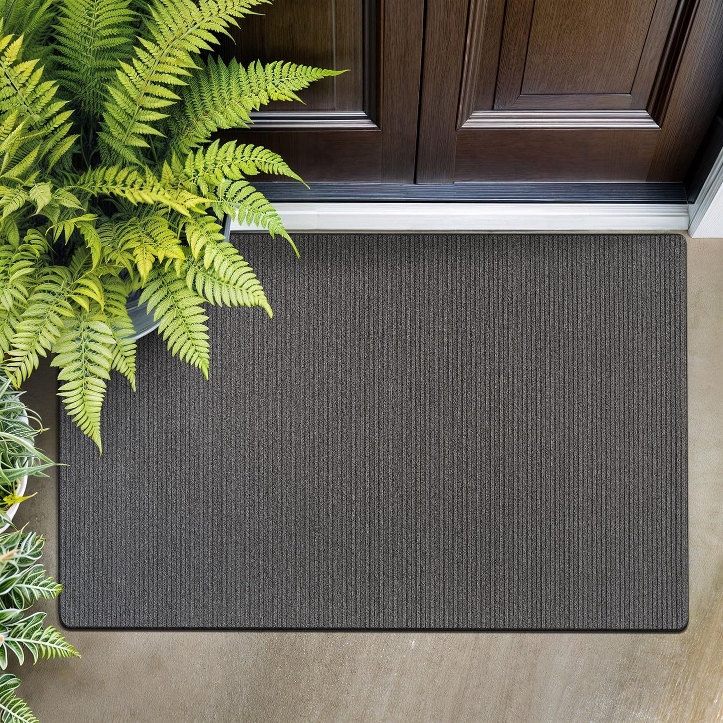 Beverly Rug Non-Slip Modern Entry Rug 2x3 Solid Traditional Rubber Backing Machine Washable Soft Thin Indoor Area Rugs for Living Room Stain Resistant Non Shedding Casual Carpet (2 x 3 Gray)