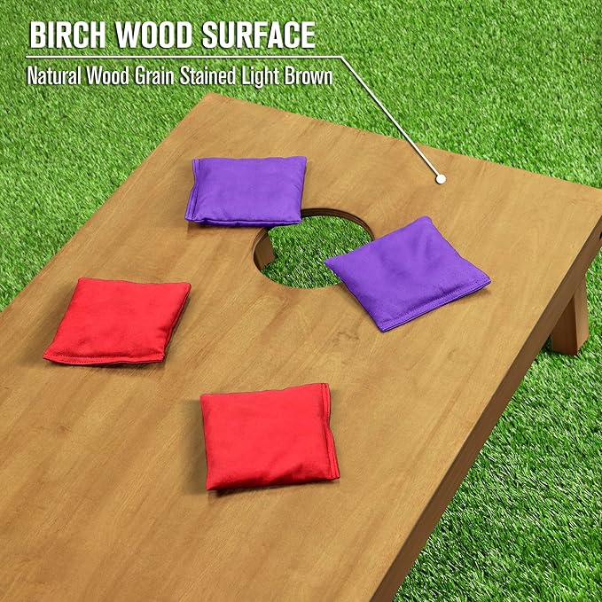 GoSports 4 ft x 2 ft Regulation Size Wooden Cornhole Boards Set - Includes Carrying Case - Full Regulation Size Bean Bag Toss Boards