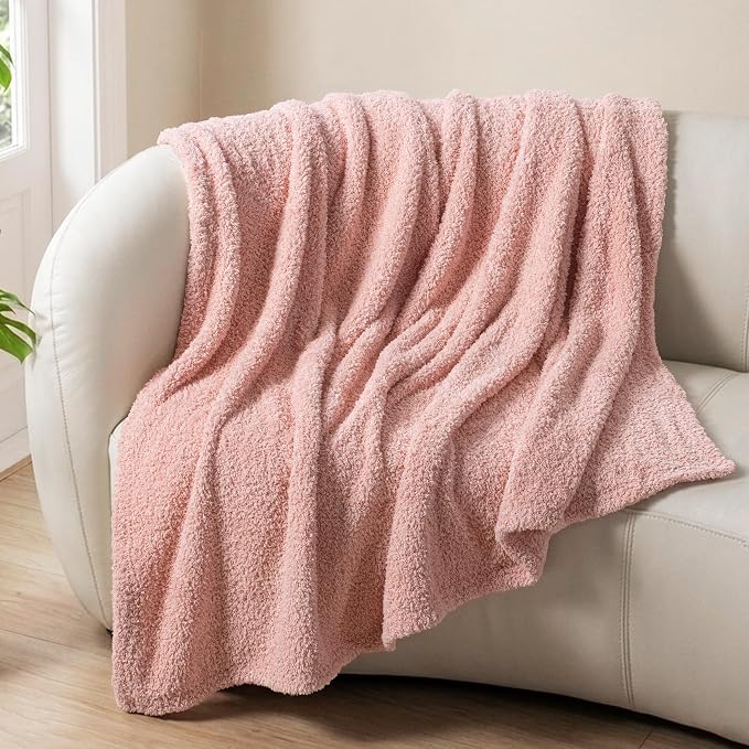 Exclusivo Mezcla Fleece Dusty Pink Throw Blanket for Couch Sofa, Ultra Soft, Lightweight and Fluffy Blankets for Women, All Season, 50x60 Inches