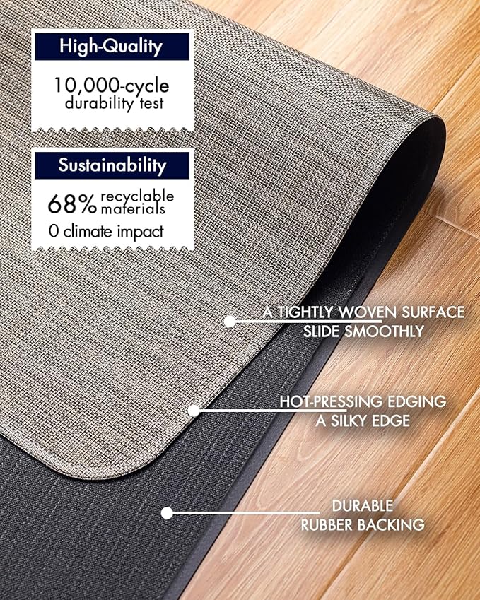 Baroyal Office Chair Mat for Hardwood Floor Under Desk Computer Rolling Chair Mat for Wood/Tile Floor Non-Slip Heavy Duty Desk Rug PVC Plastic Hard Floor Protector 48" x 60" (Soapstone)