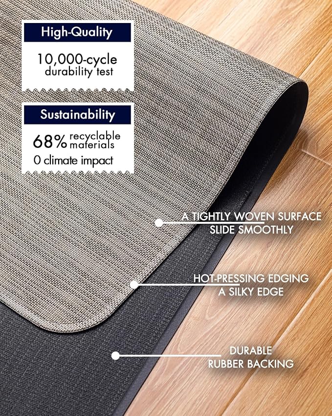 Baroyal Office Chair Mat for Hardwood Floor Under Desk Computer Rolling Chair Mat for Wood/Tile Floor Non-Slip Heavy Duty Desk Rug PVC Plastic Hard Floor Protector 45"x 53" (Soapstone)