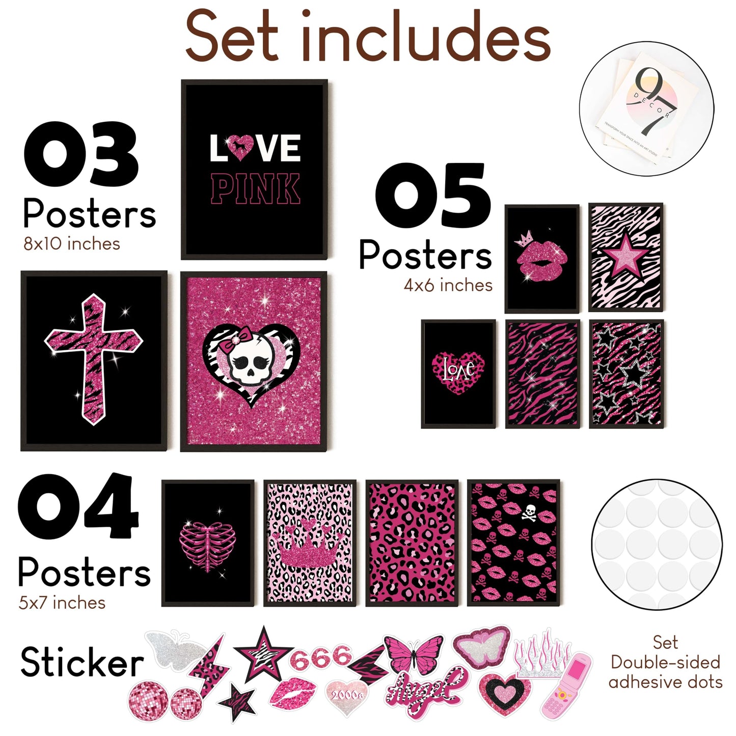 97 Decor Mcbling Trashy Y2k Room Decor Aesthetic - Early 2000s Room Decor Y2k Posters, Hot Pink Pictures Wall Art Prints, Baddie Aesthetic Pictures for Teen Girls Dorm Bedroom Apartment (Unframed)