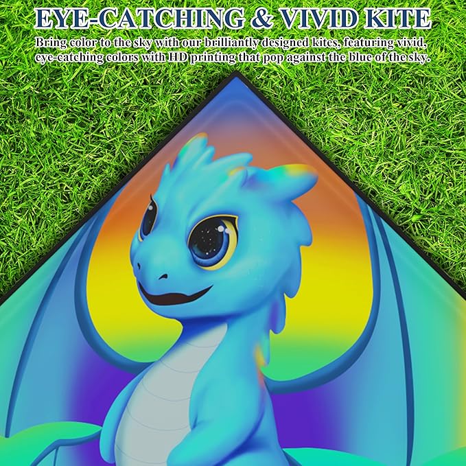 Kites for Kids Ages 4-8 & 8-12，Large Delta Kite for Adults,Easy to Fly, Kids Kites for Boys and Girls, Perfect for Beginners, Gifts for Holiday Easter Festival (Dragon)
