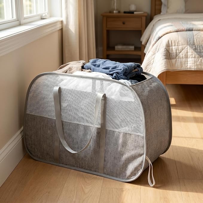 Collapsible Laundry Hamper,95L Large Capacity laundry basket with Handles,Breathable Mesh Design,Sturdy Steel Frame Clothes Hamper,Hampers for Bedroom,Dorm, Bathroom, Home