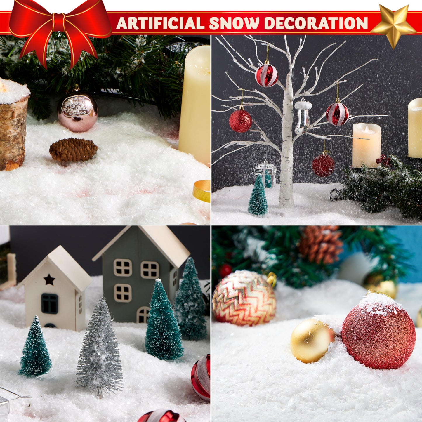 JOYIN 12oz Fake Snow Decoration Xmas Artificial Snow, 320g Plastic Fake Snowflakes for Christmas Tree Decoration Holiday Decor and Winter Displays