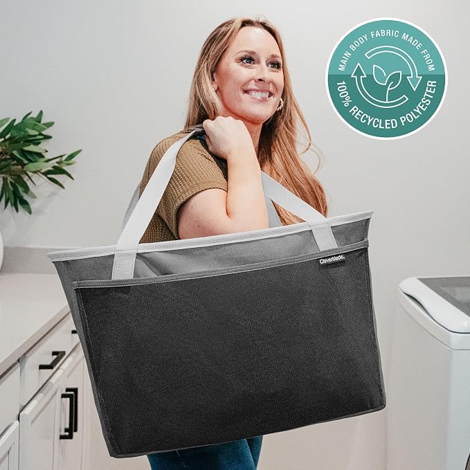 CleverMade EcoBasket Collapsible Tote Basket – Reusable Grocery Tote