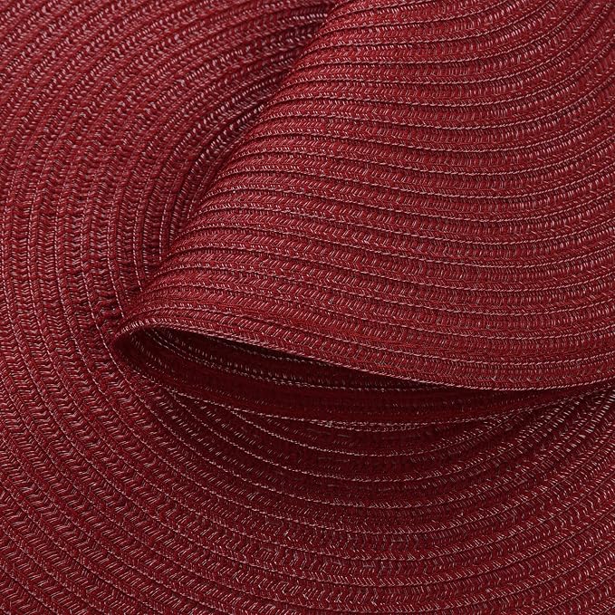 SHACOS Round Placemats Set of 4 for Dining Table 15 inch Round Braided Place Mats Washable Non Slip Kitchen Table Mats, Burgundy