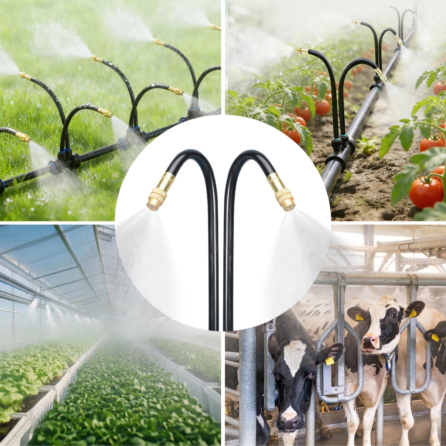 Drip Irrigation System for Garden, Automatic Watering System with Adjustable 360° Copper Spray Nozzles, DIY Drip Irrigation Kit for Yard, Lawn, Greenhouse, Raised Beds & Potted Plants (100FT)