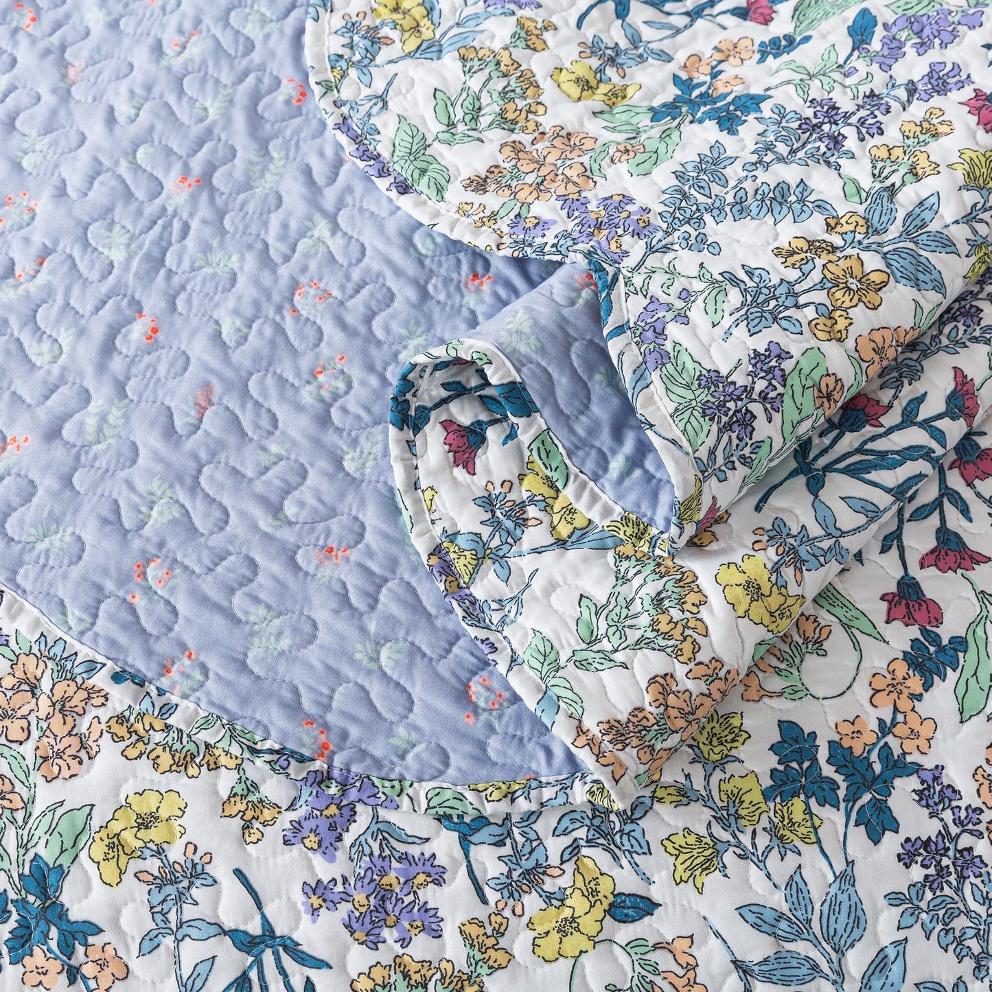 HoneiLife Quilt Sets Queen Size - Floral Quilt 3-Piece,Botanical Bedspreads Wildflower Coverlets for Queen Bed,Microfiber Bed Cover, Queen Quilt Bedding Set All Season Quilts-Variety