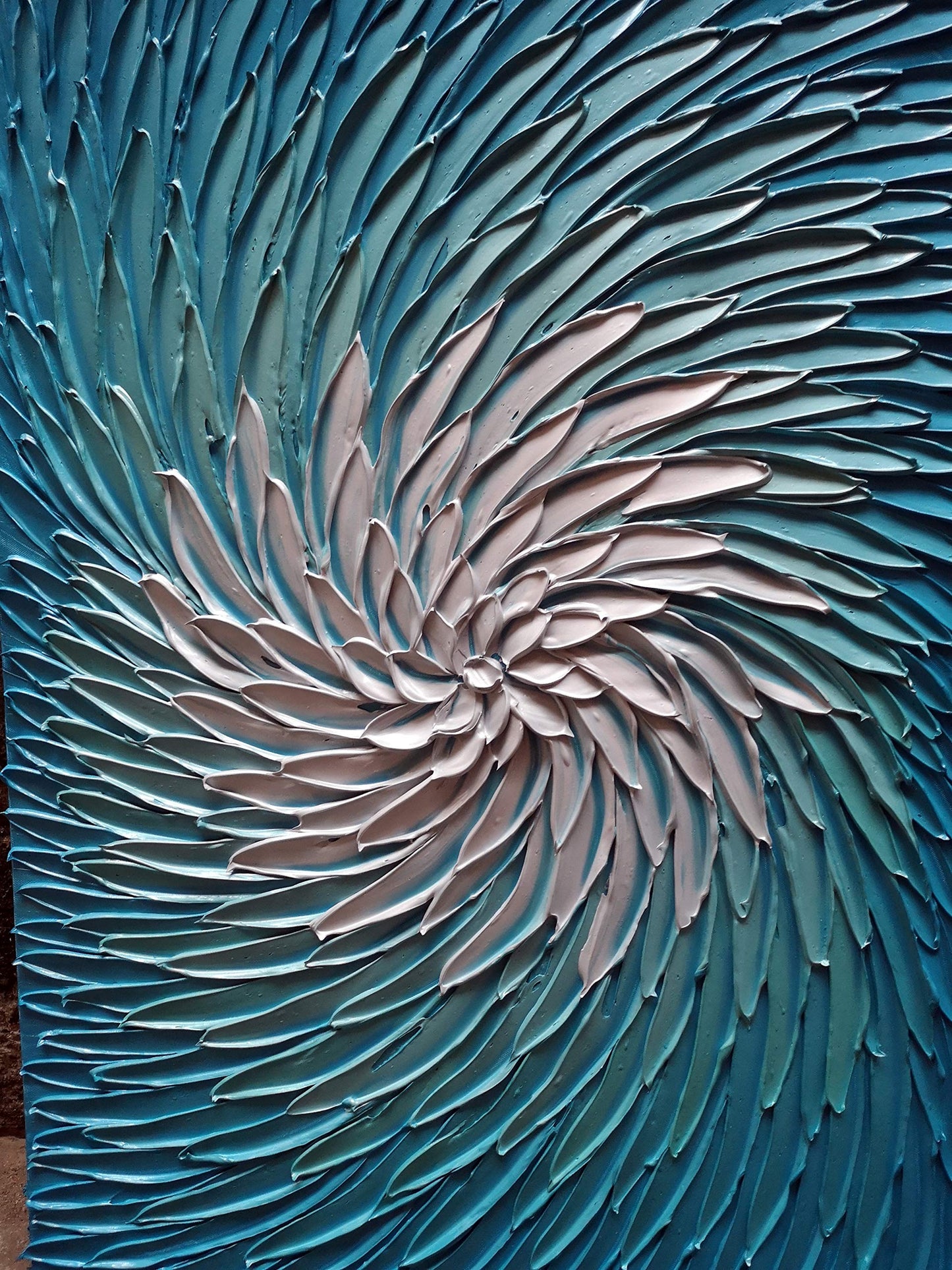 YaSheng Art - 24x36inch Wall Art 3D Vertical Wall Art ,100% hand painted Modern Abstract Wall Art ,Oil Painting Blue and Silver Canvas Wall Art Artwork ,Wall Art for Living Room, Bedroom Wall Decor,Office Wall Decor Home ,Framed Wall Art