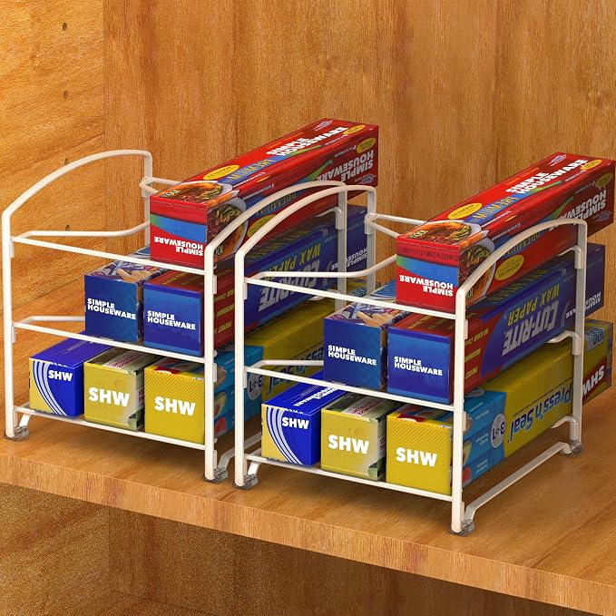 Simple Houseware Kitchen Wrap Organizer Rack, White