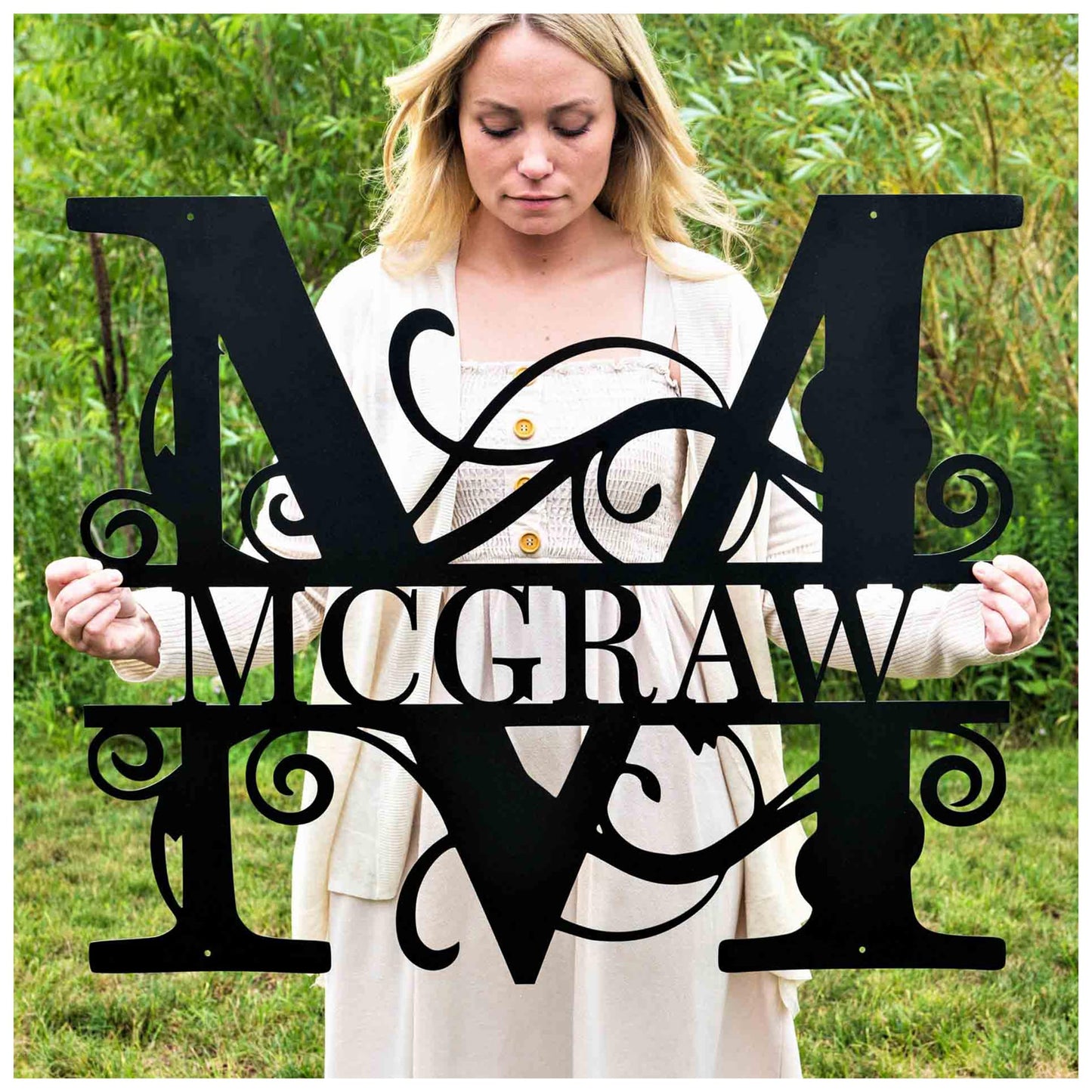 Custom Metal Name Sign | Metal Wall Art | Split Letter Monogram Wall Decor | Personalized Wedding Gift | Outdoor Sign