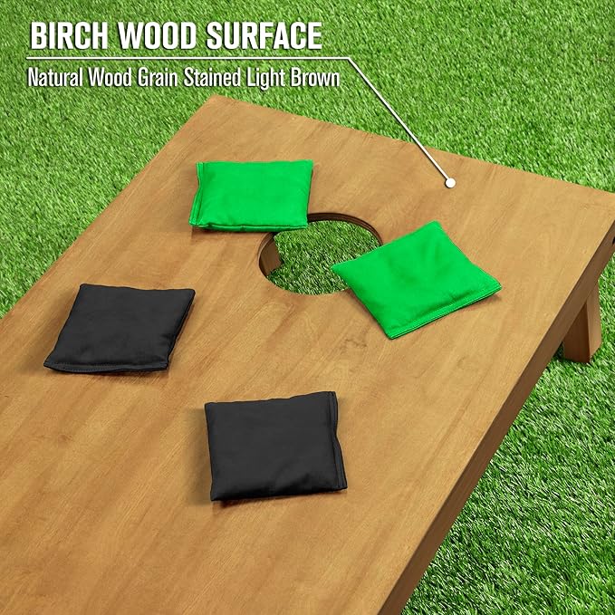 GoSports 4 ft x 2 ft Regulation Size Wooden Cornhole Boards Set - Includes Carrying Case - Full Regulation Size Bean Bag Toss Boards