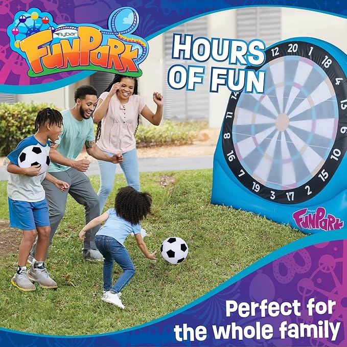 Flybar FunPark Giant Inflatable Dartboard Game for Kids – Outdoor Target Toy with Velcro Darts & Balls – Backyard Sports Set for Boys & Girls Ages 6+ – Inflatable Soccer Toss, Pump & Ground Stakes