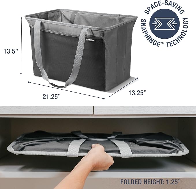 CleverMade EcoBasket Collapsible Tote Basket – Reusable Grocery Tote