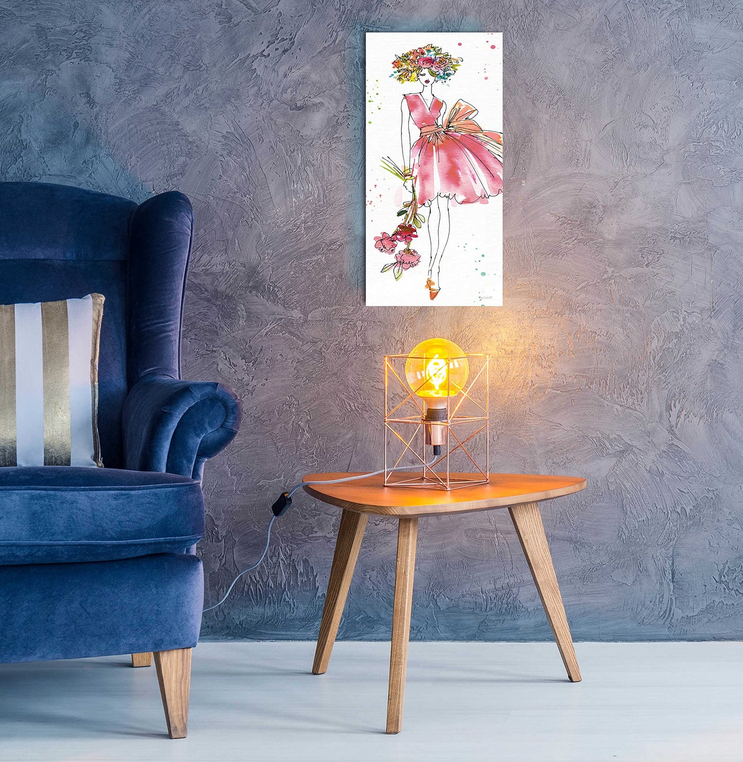 Epic Art 'Floral Figures V' by Ann Tavoletti, Acrylic Glass Wall Art, 12"x24"