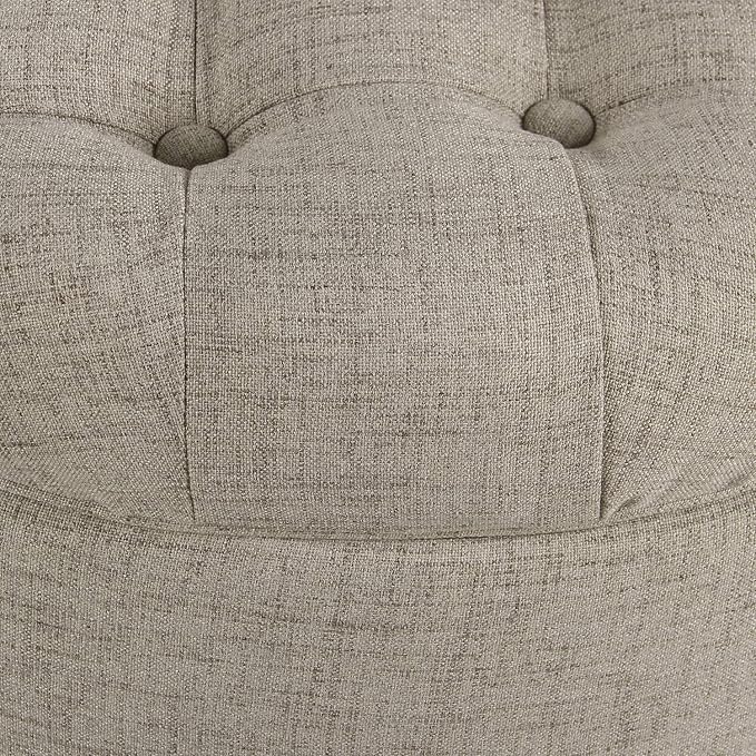 Homepop Home Decor Button Tufted Woven Round Storage Ottoman Large