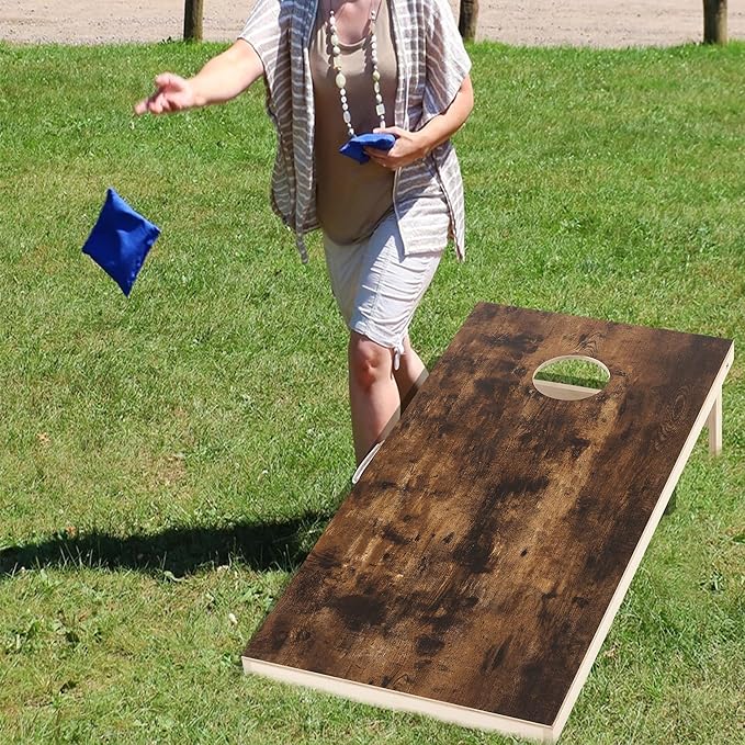 Cornhole Set 4'x2' Cornhole Board Sets with Bags Regulation Size, Corn Hole Games for Adults Outdoor Bean Bag Toss Game, Solid Wood