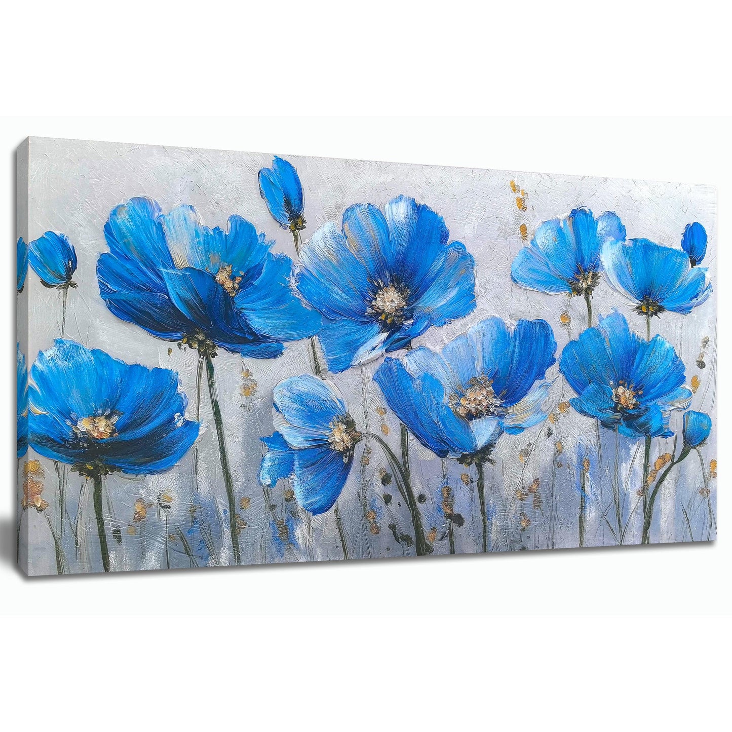 Tarfupth Blue Floral Canvas Wall Art for Bedroom Botanical Painting Wildflower Pictures Large Artwork for Living Room Office Home Wall Decor 20x40 Inch