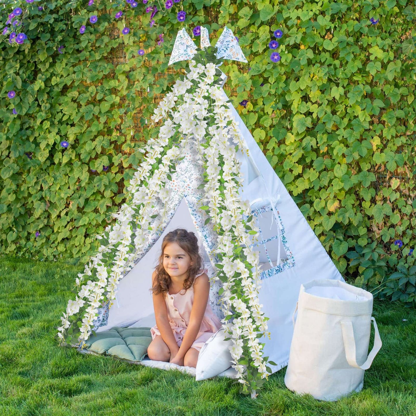 U'Artlines 5Pcs 7.2 Ft/Piece Artificial Wisteria Garland Silk Fake White Wisteria Flowers Hanging Greenery Vines Garlands Rattan for Home Garden Wedding Arch Party Indoor Outdoor Decor