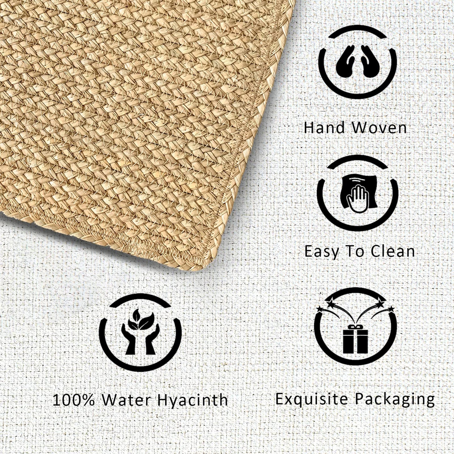 CY SISTERS Woven Placemats Set of 6 Rattan Placemats Rectangle Natural Placemats Wicker Heavy Braided Straw Placemat Farmhouse Square Plates Place mats for Indoor/Outdoor Patio Table 17.7'' X 11.8''