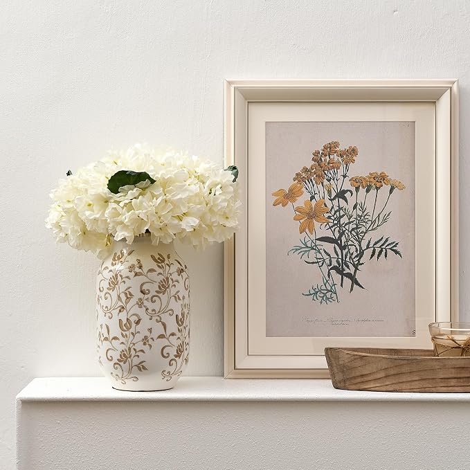 SIDUCAL Ceramic Vintage Vase, 8.78 Inch Chinoiserie Floral Vase, Retro Ice Cracked Rustic Farmhouse Vases for Home Decor, Living Room, Bookshelf, Office, Tuscan Decor, Brown Floral Pattern