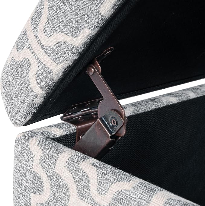 Spatial Order Home Decor | Upholstered MediumRectangular Storage Ottoman | Hinged Lid Ottoman with Storage for Living Room & Bedroom,Gray Geometric