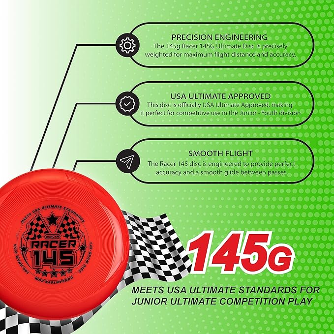 Duncan Racer 145G Weighted Flying Disc - Ultimate Disc for Junior Division, Best for Beach and Outdoor Games, Blue